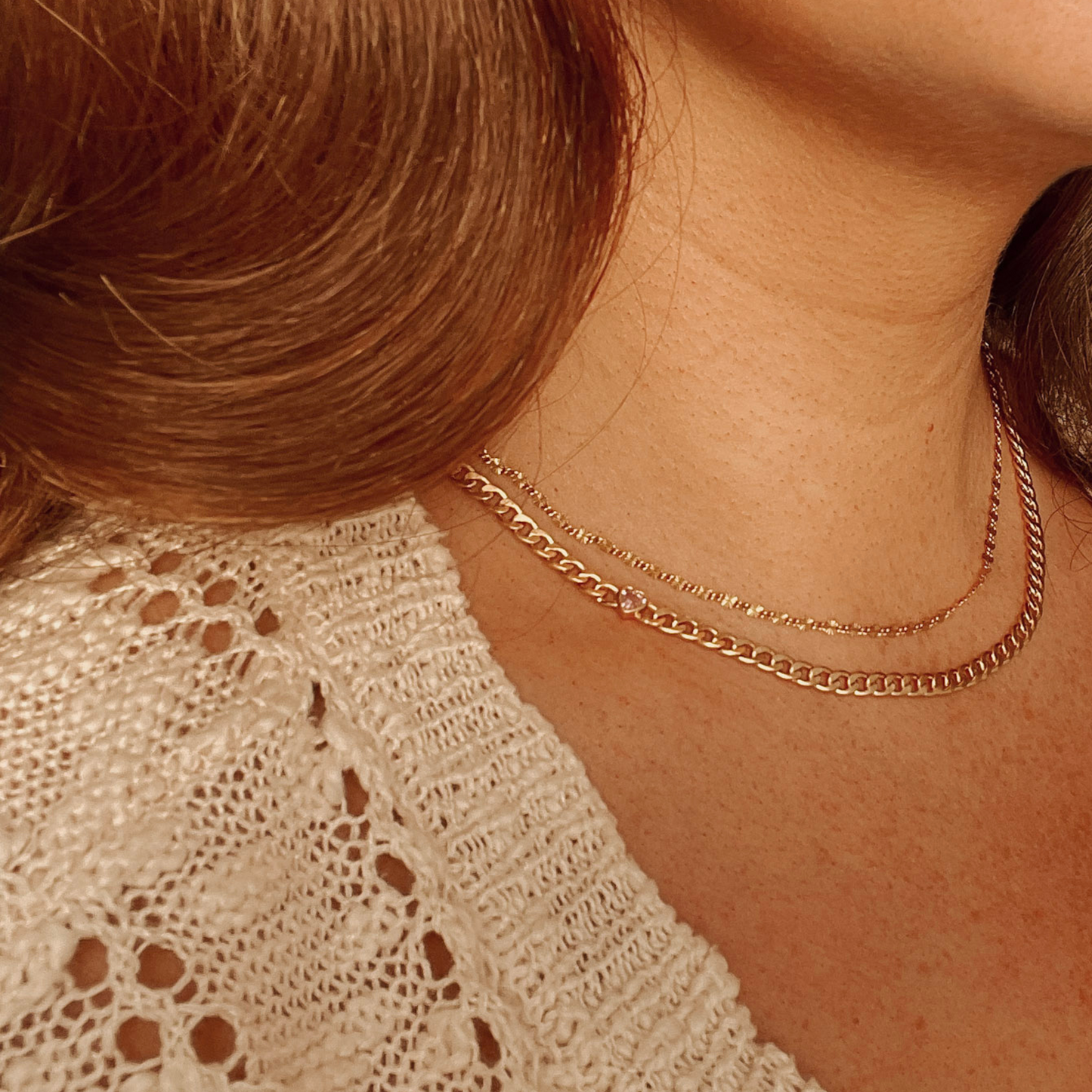 Curb Chain Hidden Heart Necklace